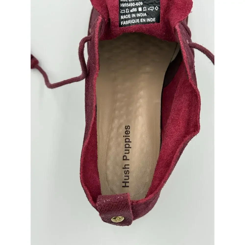 Hush Puppies Women's Suede Ankle Boots Burgundy Wide 9W Lace Up Tassel Comfort - Picture 12 of 12